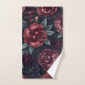 Bloemmotief in waterverf donkerrood met stemming bad handdoek (Handdoek)