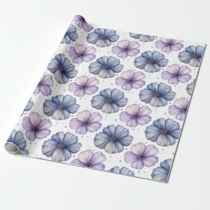 Bloemmotief in waterverf lavendel en blauw cadeaupapier