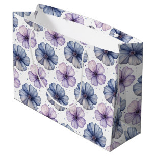 Bloemmotief in waterverf lavendel en blauw groot cadeauzakje