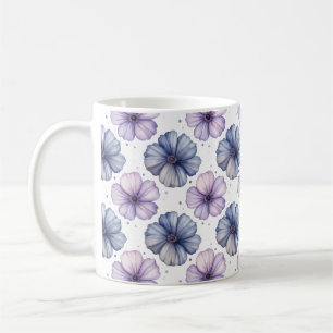 Bloemmotief in waterverf lavendel en blauw koffiemok