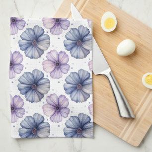 Bloemmotief in waterverf lavendel en blauw theedoek