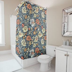 Bloemmotief in William Morris-stijl Douchegordijn