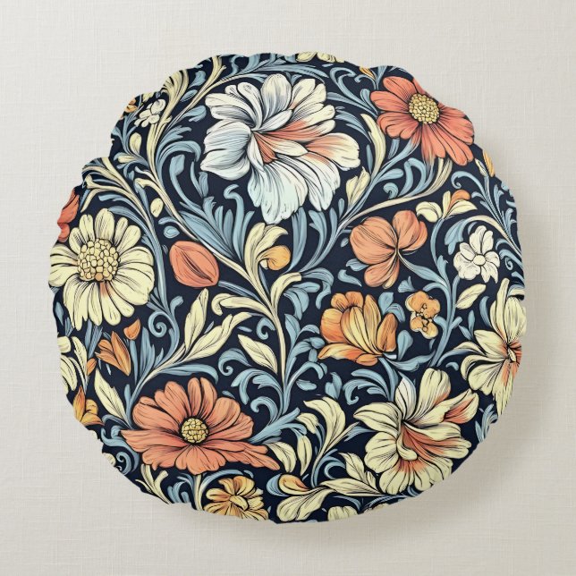 Bloemmotief in William Morris-stijl Rond Kussen (Voorkant)