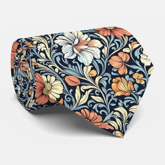 Bloemmotief in William Morris-stijl Stropdas (Opgerold)