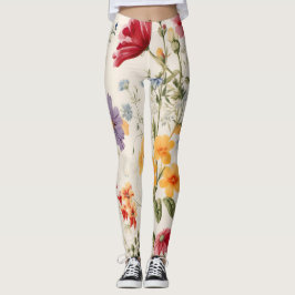  bloemmotief in zachte kleuren leggings
