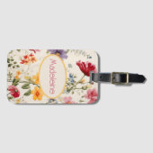  bloemmotief in zachte kleuren met naam bagagelabel (Voorkant (horizontaal))