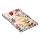  bloemmotief in zachte kleuren met naam notitieboek (Rechterzijde)