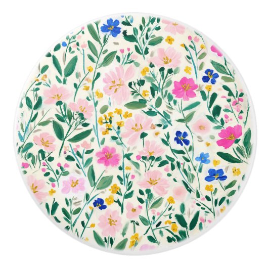 Bloemmotief Keramische Knop (Voorkant)