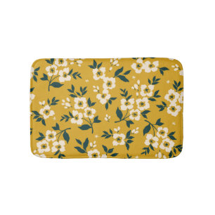 bloemmotief, kleine witte bloemetjes. badmat