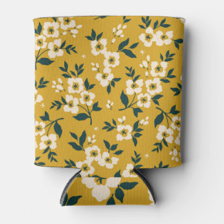  bloemmotief, kleine witte bloemetjes. blikjeskoeler