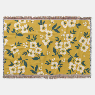 bloemmotief, kleine witte bloemetjes. deken