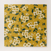  bloemmotief, kleine witte bloemetjes. legpuzzel (Horizontaal)