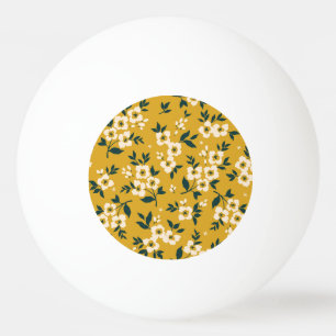 bloemmotief, kleine witte bloemetjes. pingpongbal
