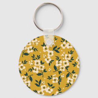 bloemmotief, kleine witte bloemetjes. sleutelhanger