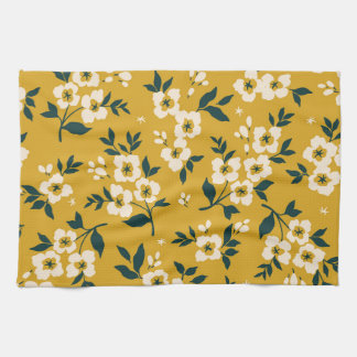 bloemmotief, kleine witte bloemetjes. theedoek