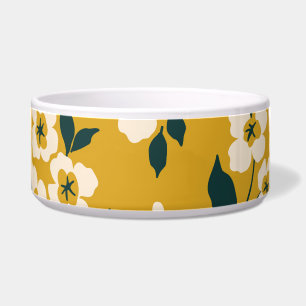 bloemmotief, kleine witte bloemetjes. voerbakje