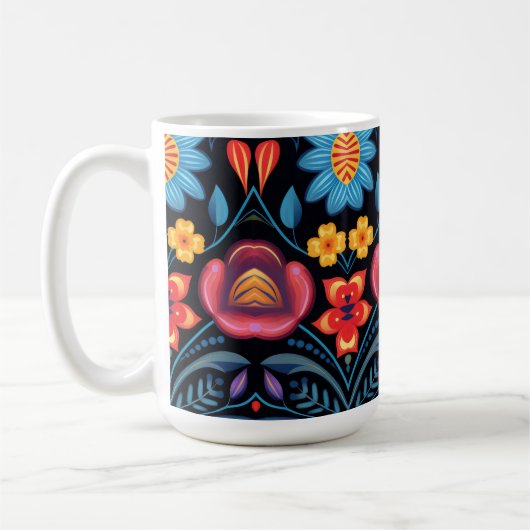 bloemmotief koffiemok (Links)