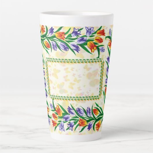 bloemmotief latte mok (Voorkant)