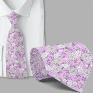 Bloemmotief Lavendel Bloemen Necktie Stropdas