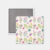 Bloemmotief Lente Bloemig Vierkant Magneet (Voorkant / Achterkant)