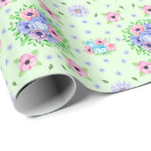  bloemmotief lichtgroen cadeaupapier (Rol Hoek)