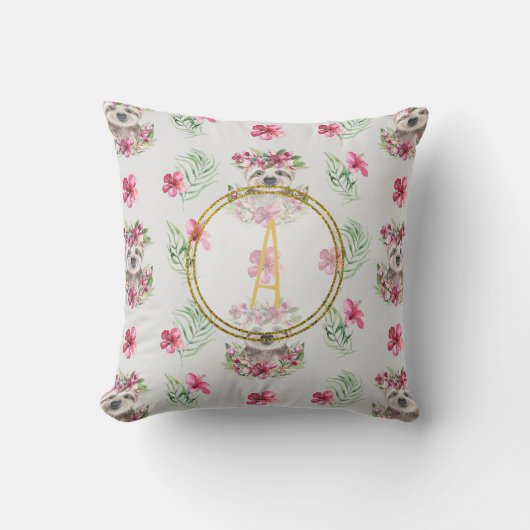 Bloemmotief luiaard monogram patroon meisjes nurse kussen (Voorkant)