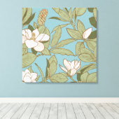 Bloemmotief magnolia op canvas print (Insitu (Houten vloer))