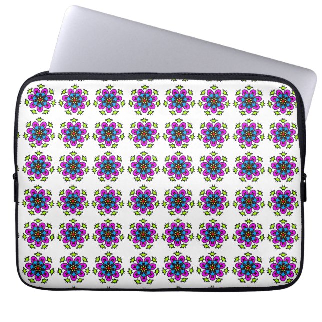 Bloemmotief Mandala Patroon Laptop Sleeve (Voorkant)