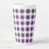 Bloemmotief Mandala Patroon Latte Mok (Voorkant)