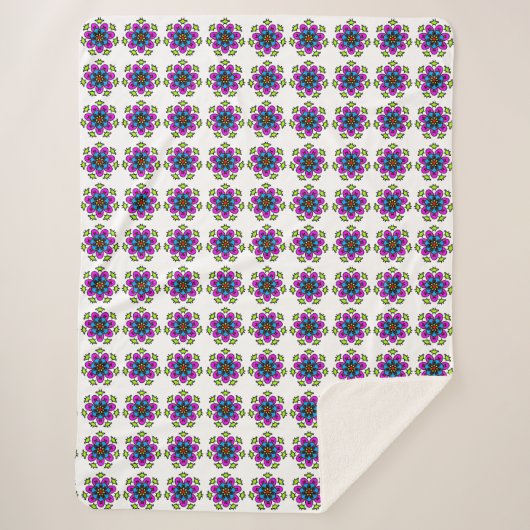 Bloemmotief Mandala Patroon Sherpa Deken (Voorkant)