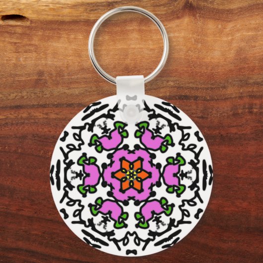 Bloemmotief Mandala Sleutelhanger (Voorkant)