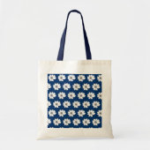 Bloemmotief marineblauw Canvas tas (Voorkant)