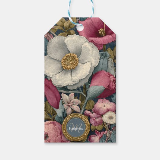  bloemmotief met aangepaste naam cadeaulabel (Voorkant)
