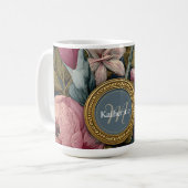 bloemmotief met aangepaste naam koffiemok (Voorkant links)