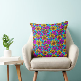 Bloemmotief met abstracte lijnkunst 10 - Kussen