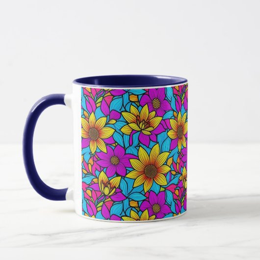 Bloemmotief met abstracte lijnkunst 10 - Mok (Links)