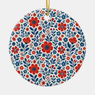 Bloemmotief met Amerikaans thema Keramisch Ornament