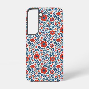 Bloemmotief met Amerikaans thema Samsung Galaxy Hoesje