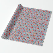 Bloemmotief met Amerikaanse/ VS-thema Cadeaupapier (Uitgerold)