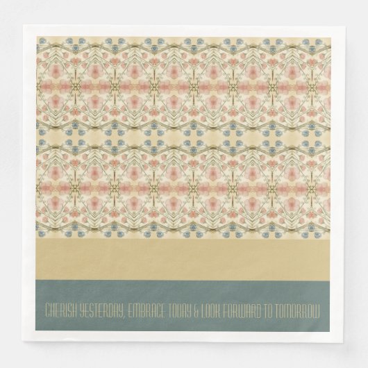 Bloemmotief met blauw en crème servet (Voorkant)