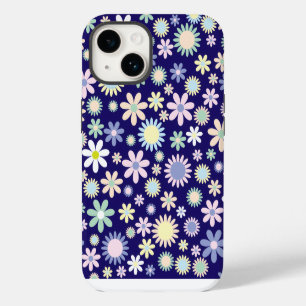 Bloemmotief met blauwe achtergrond Case-Mate iPhone 14 hoesje