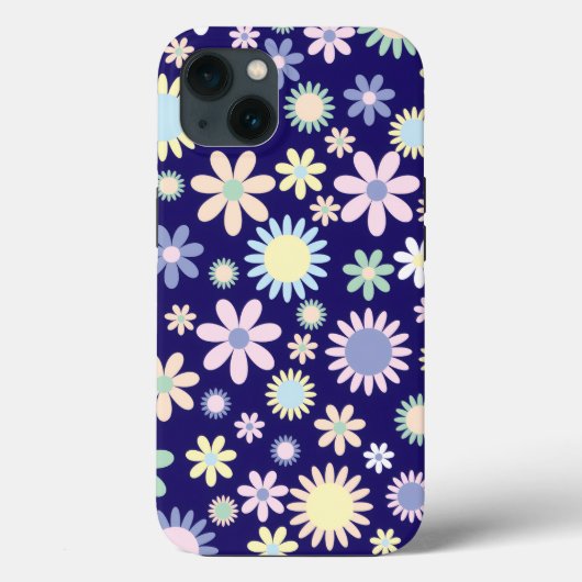 Bloemmotief met blauwe achtergrond Case-Mate iPhone case (Achterkant)