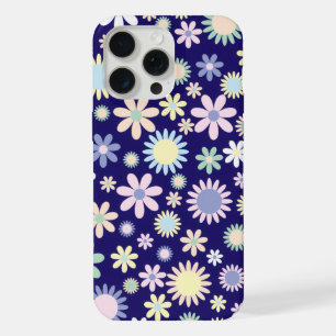 Bloemmotief met blauwe achtergrond iPhone 15 pro max case
