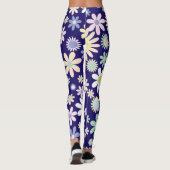 Bloemmotief met blauwe achtergrond leggings (Achterkant)