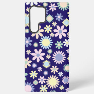 Bloemmotief met blauwe achtergrond samsung galaxy hoesje