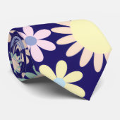 Bloemmotief met blauwe achtergrond stropdas (Opgerold)