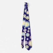 Bloemmotief met blauwe achtergrond stropdas (Achterkant)
