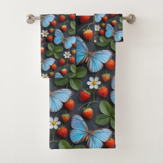 Bloemmotief met Blauwe Morpho Vlinders Bad Handdoek (Insitu)