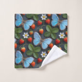 Bloemmotief met Blauwe Morpho Vlinders Bad Handdoek (Wasdoekje)