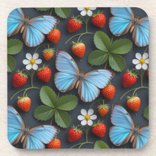 Bloemmotief met Blauwe Morpho Vlinders Bier Onderzetter